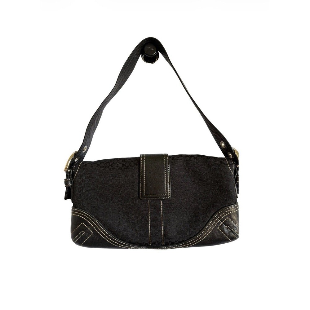 Y2K Vintage Coach Black Soho Mini Monogram Shoulder Bag With Silver Buckle - Picture 2 of 7